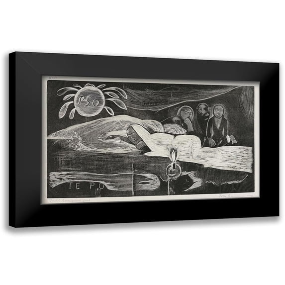 Gauguin, Paul 24x16 Black Modern Framed Museum Art Print Titled - Te po (The Night), from the Noa Noa Suite