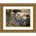 thumbnail image 1 of Gauguin, Paul 24x18 Gold Ornate Wood Framed with Double Matting Museum Art Print Titled - The Canoe, a Tahitian Family, 1 of 4