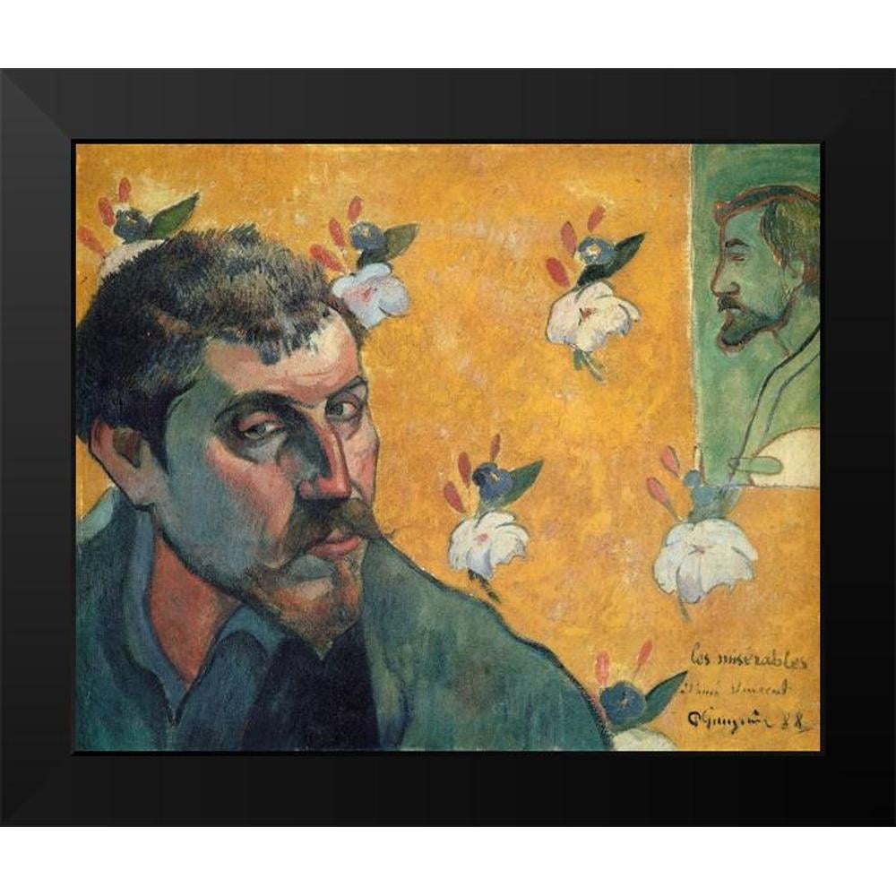 Gauguin, Paul 24x20 Black Modern Framed Museum Art Print Titled - Self Portrait Les Miserables