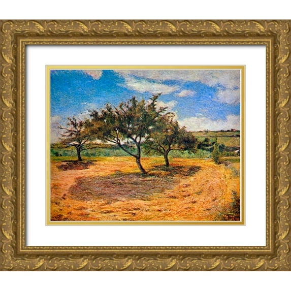 Gauguin, Paul 24x20 Gold Ornate Wood Framed with Double Matting Museum Art Print Titled - Apple Trees In Blossom
