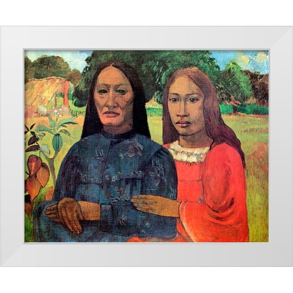 Gauguin, Paul 24x20 White Modern Wood Framed Museum Art Print Titled - Mother And Daughter