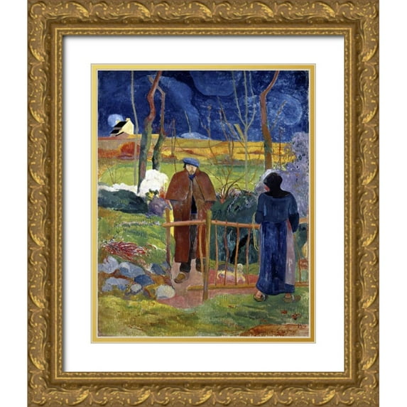 Gauguin, Paul 26x32 Gold Ornate Wood Framed with Double Matting Museum Art Print Titled - Bonjour, Monsieur Gauguin