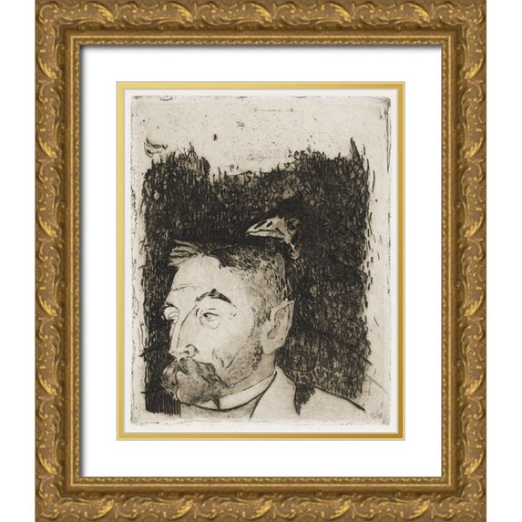 Gauguin, Paul 26x32 Gold Ornate Wood Framed with Double Matting Museum Art Print Titled - Portrait of Stephane Mallarme
