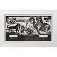 thumbnail image 1 of Gauguin, Paul 32x20 White Modern Wood Framed Museum Art Print Titled - Three People, a Mask, a Fox and a Bird, headpiece for Le sourire, 1 of 4