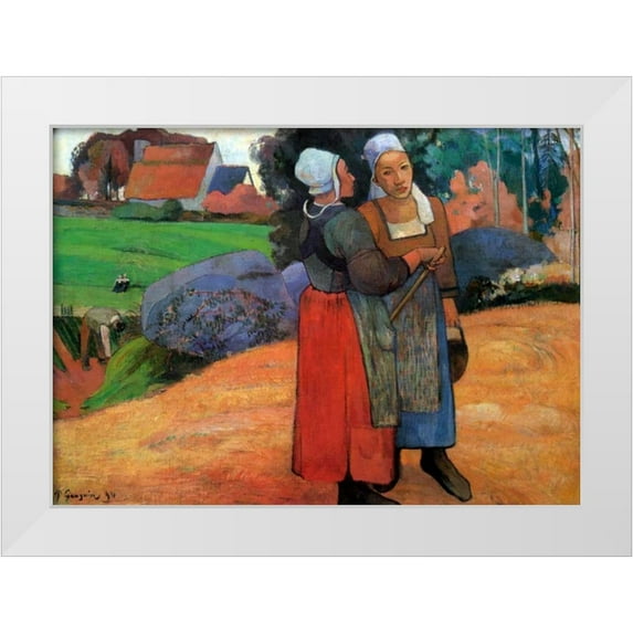 Gauguin, Paul 32x24 White Modern Wood Framed Museum Art Print Titled - Breton Peasant Woman