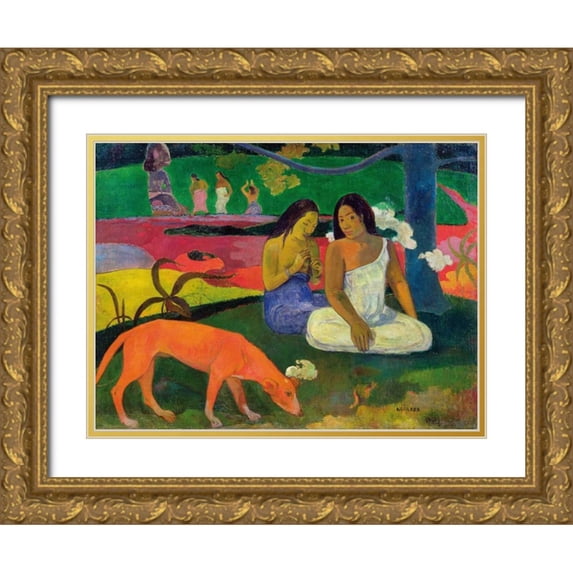 Gauguin, Paul 32x25 Gold Ornate Wood Framed with Double Matting Museum Art Print Titled - Arearea