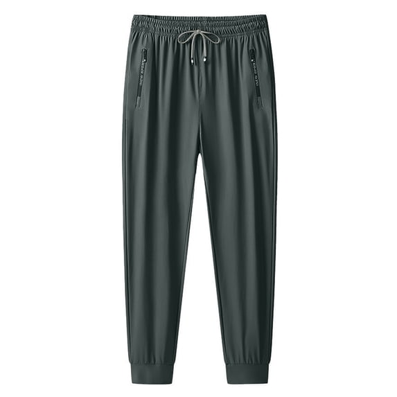 Gaukiv Men's Active Track Pants Elastic Waist Straight Leg Joggers Light Gray XL