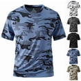 thumbnail image 1 of Gaukiv Men's T Shirts Quick Drying Crew Neckline Camo Short Sleeve Tees Summer Breathable Tops Blue L, 1 of 5