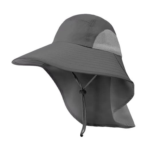 Gaukiv Men's Wide Brim Sun Hats Outdoor Fishing Camping Adjustable Bucket Caps Ventilated Side Panels Durable Ripstop Fabric Dark Gray