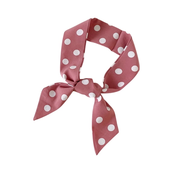 Gaukiv Polka Dot Skinny Satin Scarf for Women Long Ribbon Styling Neck Tie and Hair Belt Accessory Pink