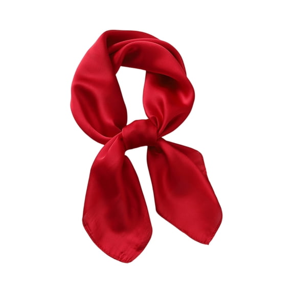 Gaukiv Square Satin Scarf for Women Solid Color Silky Sheen Hair Wrap Bandana and Neckerchief Accessory Wine