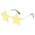 thumbnail image 1 of Gaukiv Star Sunglasses Lightweight Rimless Gold Metal Frame Fun Festive Party Costume Eyewear Trendy Decorative Photoshoot Accessory Yellow, 1 of 4