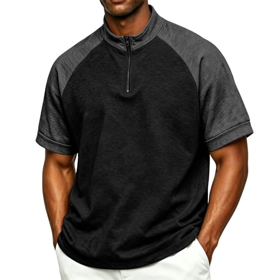 Gaukiv Tees for Men Raglan Short Sleeve Golf Wear Breathable Lightweight Training Shirts Basic Tops Black L