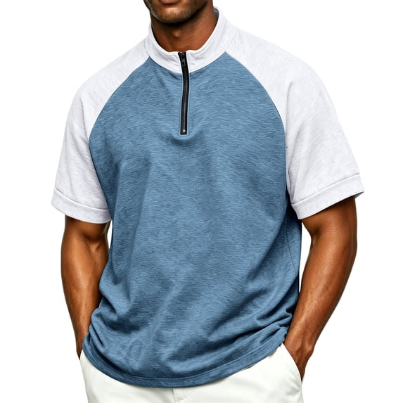 Gaukiv Tees for Men Raglan Short Sleeve Golf Wear Breathable Lightweight Training Shirts Basic Tops Light Blue 2XL