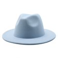 thumbnail image 1 of Gaukiv Unisex Felt Fedora Hats Wide Brim Classic Jazz Caps Structured Crown Versatile Styling Sky Blue, 1 of 2
