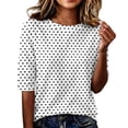 thumbnail image 1 of Gaukiv Womens Half Length Sleeve Tops Polka Dot Shirts Crew Neckline Blouses Gray S, 1 of 6