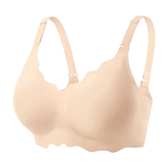 Gaukiv Womens Jelly Bras Wirefree Push Up Seamless Comfort Gel Strip Underband Breathable Fit Beige 38