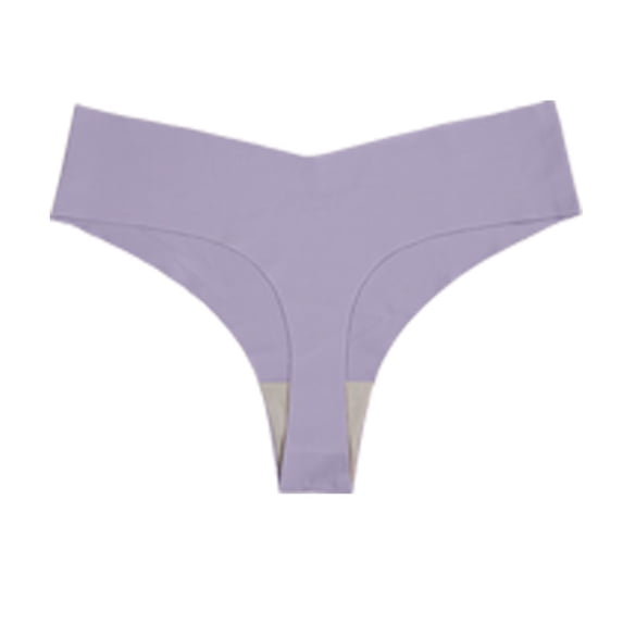 Gaukiv Womens Low Cut Seamless Thongs Deep V Front Breathable Cotton Panties Stretch Comfort Underwear Purple S