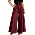 thumbnail image 1 of Gaukiv Womens Pleated Wide Trousers Casual Business Wide Leg Pants Red S, 1 of 5