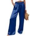 thumbnail image 1 of Gaukiv Womens Satin Drawstring Pants Silky Wide Leg Lounge Trousers Purple S, 1 of 5