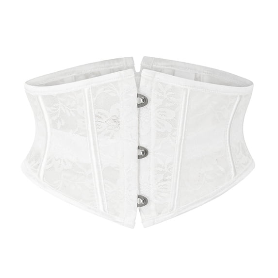 Gaukiv Womens Short Lace Waist Cinchers 3 Hook Underbust Corset Belts Flexible Boning Shaping Breathable Sculpting Waist Definition Tops White XL