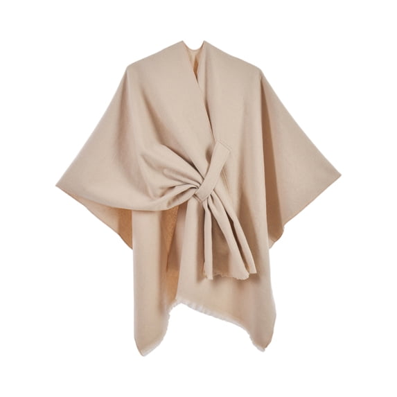 Gaukiv Womens Solid Wrap Shawls Open Front Cozy Poncho Outerwear Elegant Shoulder Cover Up Khaki