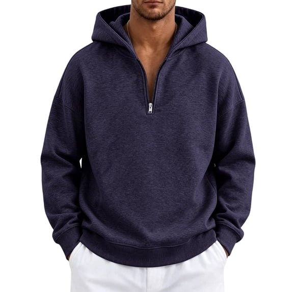 Gaukiv Zip Up Hoodies for MenOversized Long Sleeve Athletic Sweatshirts Relaxed Fit Layer Tops Navy M