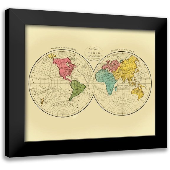 Gaultier 14x12 Black Modern Framed Museum Art Print Titled - Western Eastern Hemispheres - Gaultier 1799