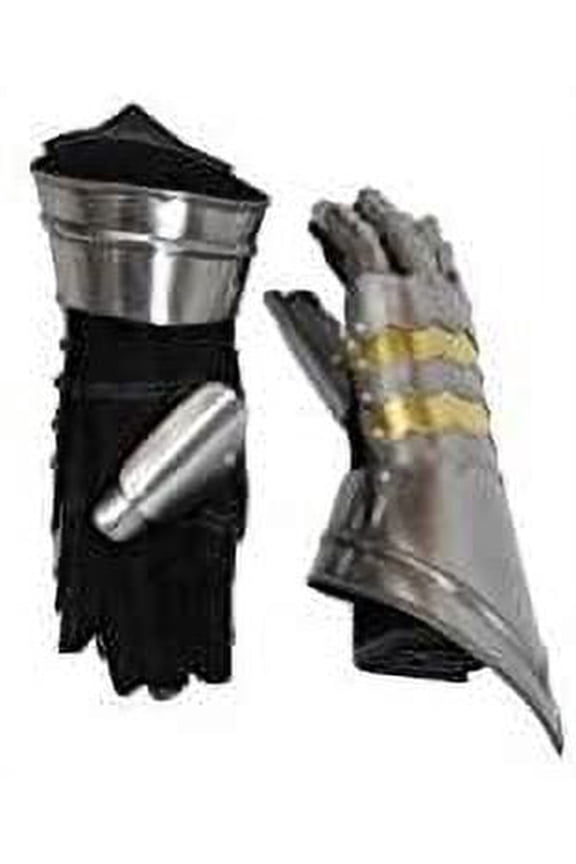 Gauntlet Pair with Brass Large - Silver