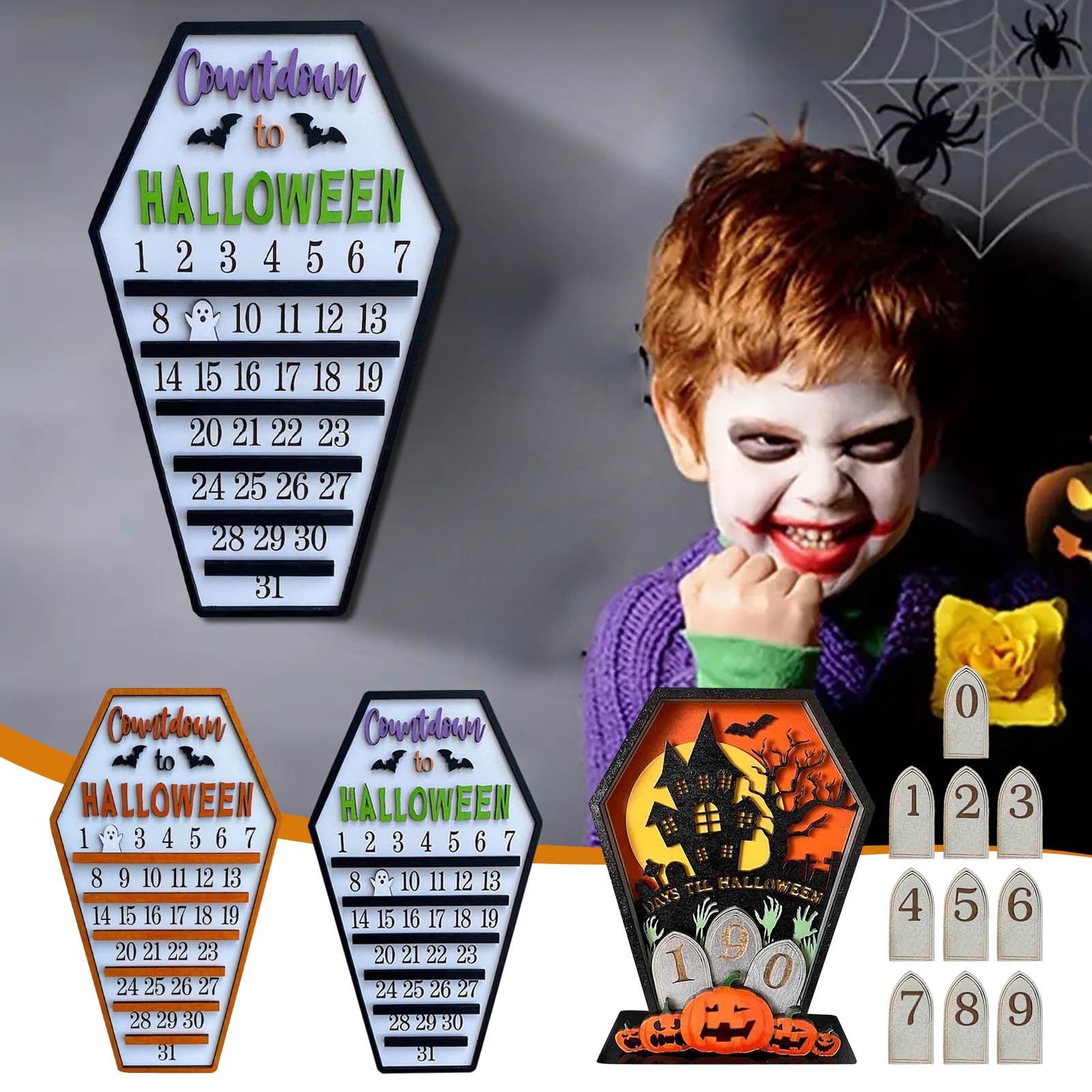 Gause Wooden Countdown To Halloween Coffin Calendar Halloween