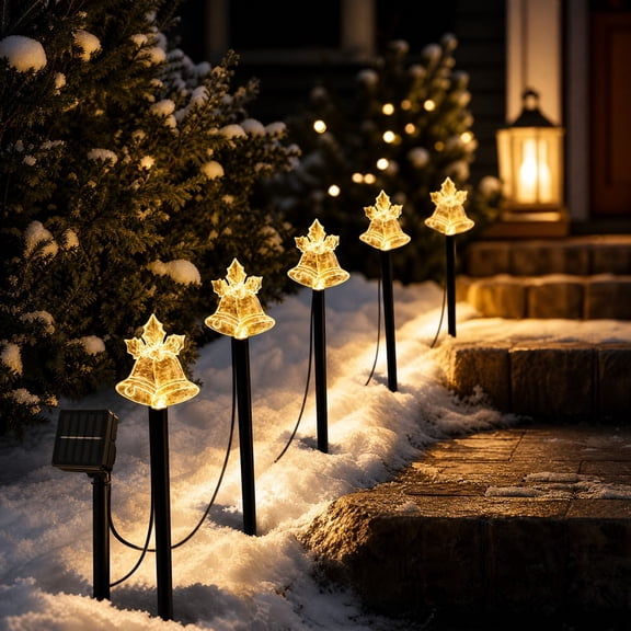 Gausva Solar Christmas Bells Garden Stake Light, Plastic Outdoor Decor