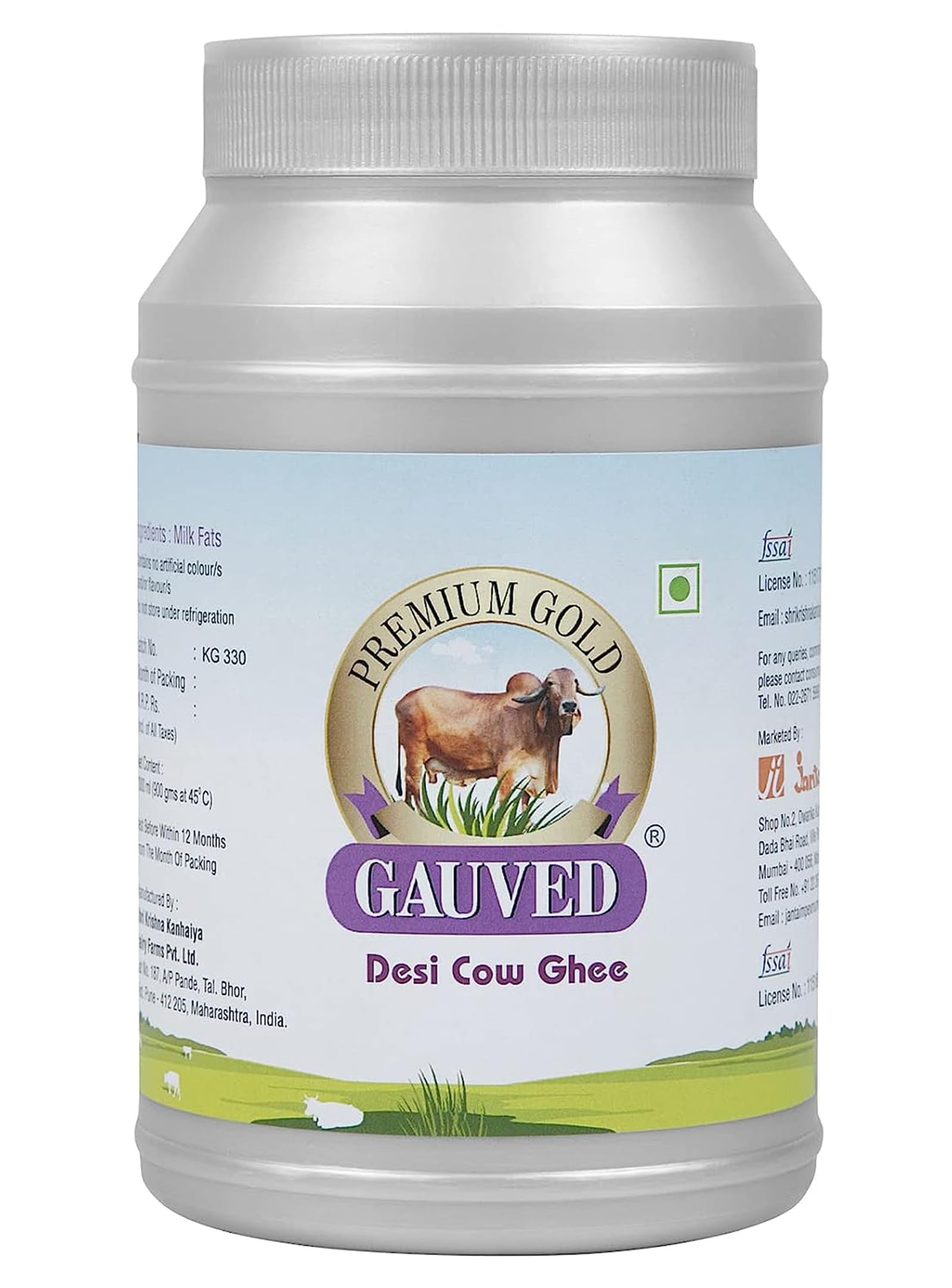 Gauved Premium Gold Gir Cow Organic A2 Pure Desi Shudh Cow Ghee