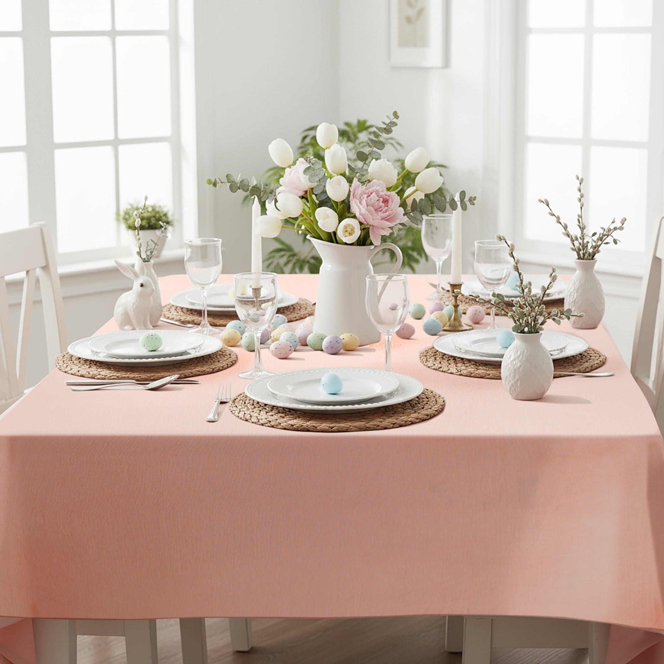 Easter Gauze 60" x 102" Tablecloth - 100% Cotton, Pink
