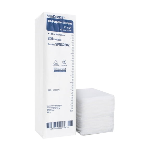 Gauze Pads 2x2, 4-Ply Non Woven, Non Sterile Dental Gauze 200 Pieces All Purpose Sponges, Lint Resistant