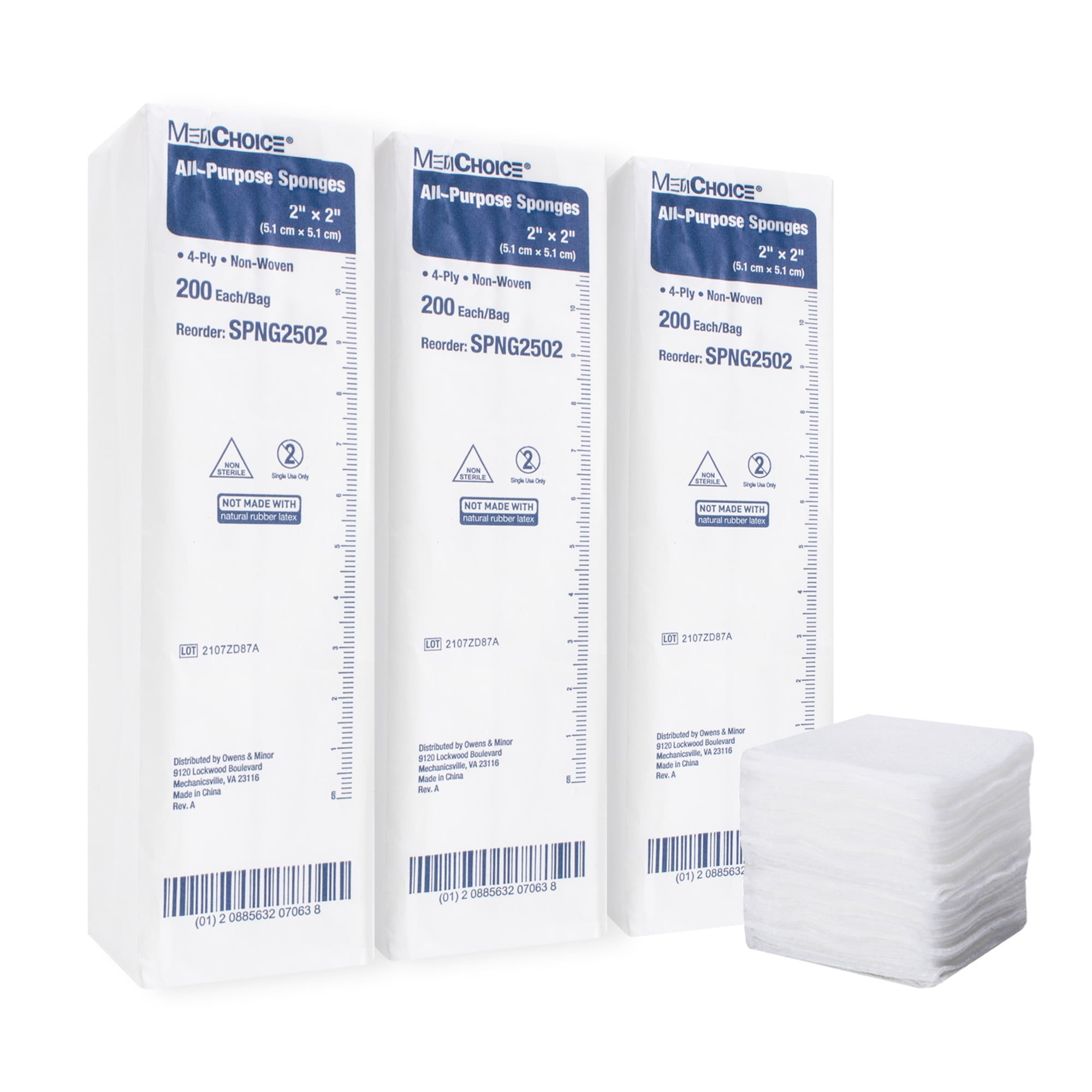 Gauze Pads 2x2, 4-Ply Non Woven, Non Sterile Dental Gauze 600