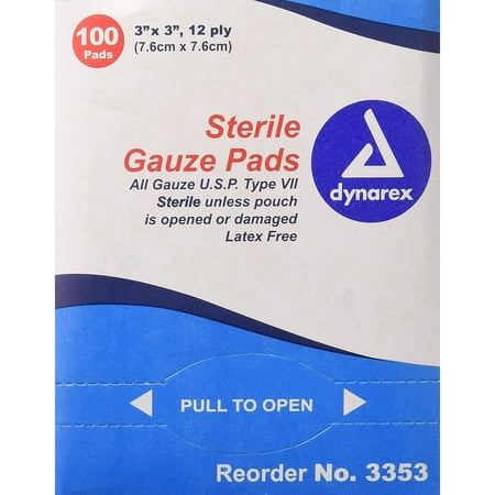 Gauze Pads Sponge Sterile - 12 Ply 3 Inches X 3 Inches - 100 Ea