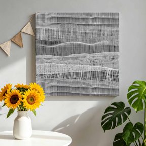 Gauze Pattern Canvas Wall Art for Living Room, Rustic Minimalist Gingham Gray Distressed Mesh Poster Print Painting for Bedroom Office Home Decoration Wall Pictures Prepare To Hang 8"x8"