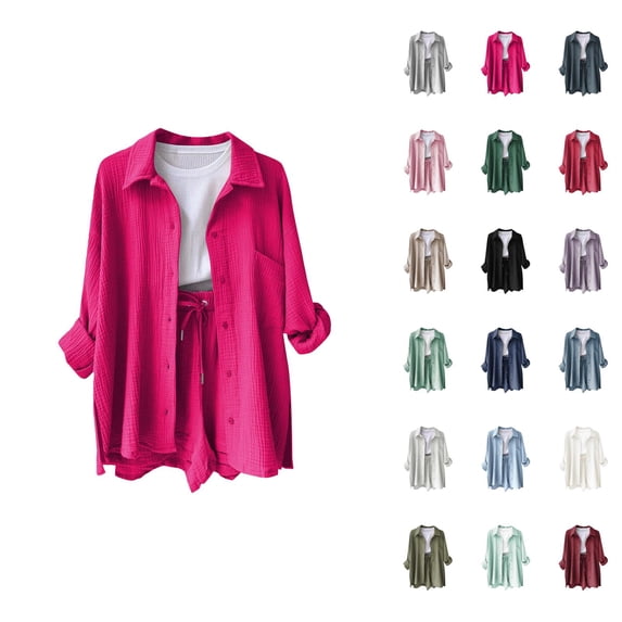 Gauze Shirts for Women Long Sleeve Button Down Lapel Collar Business Casual Dress Shirt Spring Work Blouses
