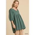 thumbnail image 1 of Gauze Slub V-neck Frayed Edge Detail Tunic Dress, 1 of 5