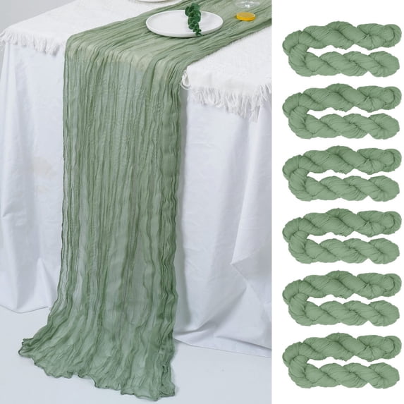 Gauze Table Runner 90x400cm Pleated Rustic Boho Farmhouse Table Flag for Wedding Reception Party Decor and Festival Centerpieces