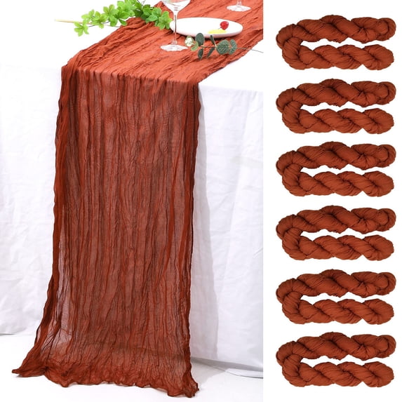 Gauze Table Runner 90x400cm Pleated Rustic Boho Farmhouse Table Flag for Wedding Reception Party Decor and Festival Centerpieces