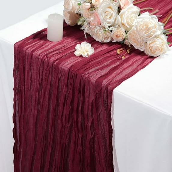 Gauze Table Runner Cheesecloth Boho Fabric Red 10 Ft for Weddings, Birthdays, Parties