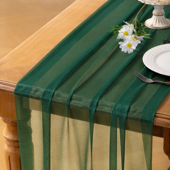 Gauze Table Runner Chiffon Like Wedding Table Runner 120 inches Long Boho Rustic for Bridal Shower Decorations Baby Shower