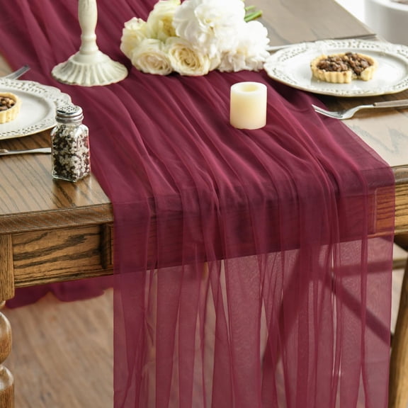 Gauze Table Runner Chiffon Like Wedding Table Runner 120 inches Long Boho Rustic for Bridal Shower Decorations Baby Shower