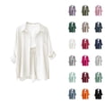 thumbnail image 1 of Gauze Tops for Women Long Sleeve Button Down Lapel Collar Business Casual Dress Shirt Spring Work Blouses, 1 of 6