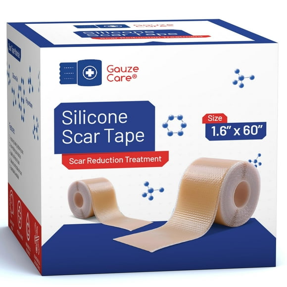 Gauze Care Silicone Scar Tape, 1.6" x 60" Roll – Medical-Grade Reusable First Aid Tape for Surgery, C-Section, Burns, Keloids, and Acne