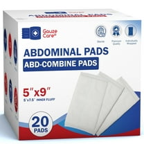 Gauze Care Abdominal Pads, 20 Count, 5"x9" Sterile, Extra Absorbent, Non-Stick, for Heavy Wounds and First Aid Kits