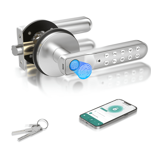 Gavdhe Smart Biometric Fingerprint Door Lock with APP Control, Smart Door Knob for Bedroom Office