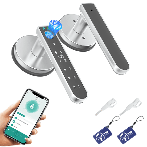 Gavdhe Smart Lock, Fingerprint Door Lock, Biometric Keyless Entry Door Knobs with Keypads 1 Set