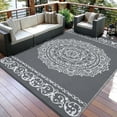 thumbnail image 1 of Gavee 5'x8' Boho Outdoor Rug, Waterproof Reversible Patio Area Rug Indoor Outdoor Carpet, Plastic Straw Rug RV Outdoor Mat for Camping Deck Balcony, Porch, Picnic, Gray and White, 1 of 8